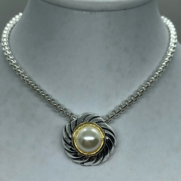 Silver Faux Pearl Necklace - Picture 2 of 4